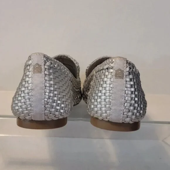 Birdies Silver Handwoven Vegan Leather Starling Loafer Flats - Picture 10 of 11